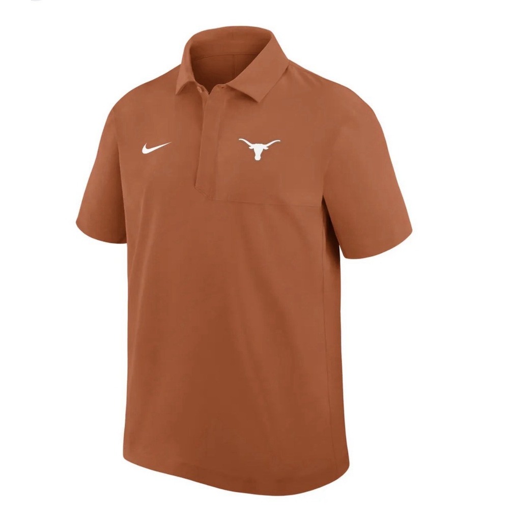 NIKE Texas Longhorns Sideline Dri Fit Tour Polo Short Sleeve Shirt Large